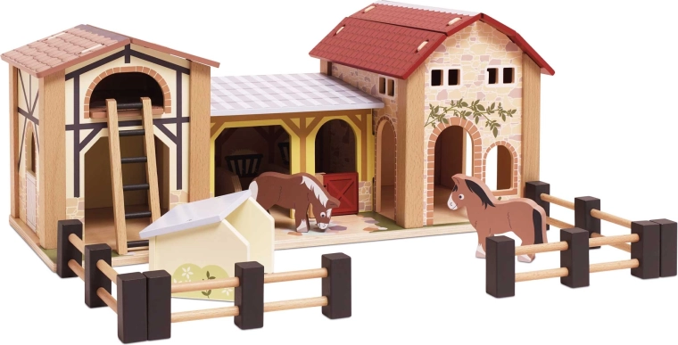 Dřevěná farma s figurkami koní Le Toy Van