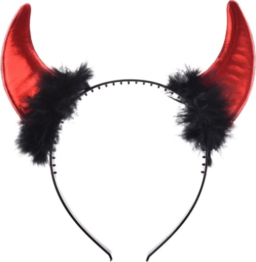 Metalizované červené ďábelské rohy na Halloween