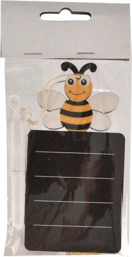 Dřevěná popisovací cedulka s včelkou 7 × 13 cm, černá