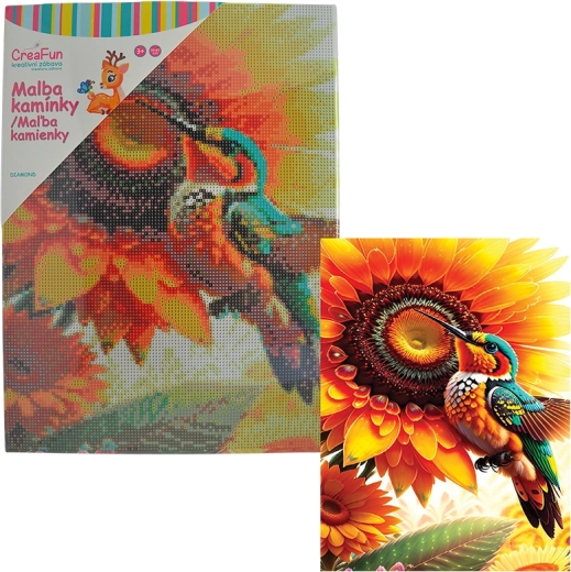 Diamantové malování – kytka a kolibřík 30 × 40 cm