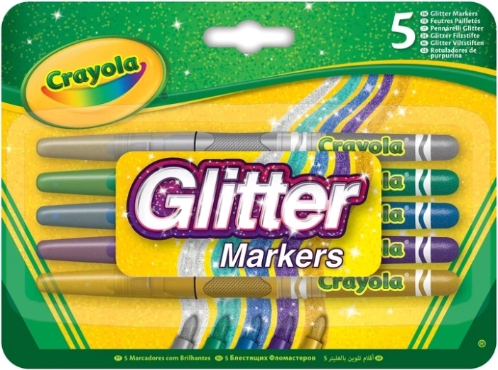 Crayola smývatelné třpytivé fixy, 5 barev