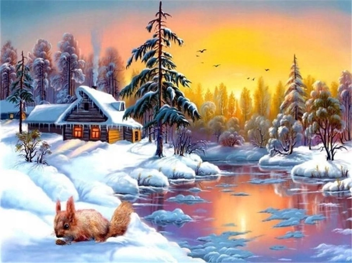 Norimpex Malování podle čísel Veverka v zimě 40 × 50 cm
