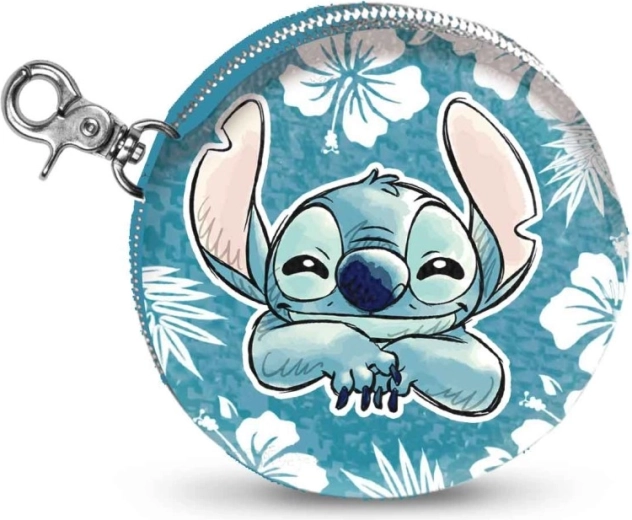 Dětská kulatá peněženka Disney Stitch na zip s karabinkou - 1 kus