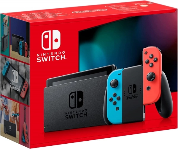 Nintendo Switch konzole s Joy‑Con ovladači neon blue/neon red