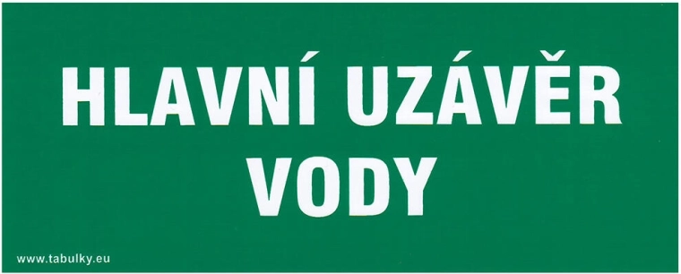 Samolepicí bezpečnostní tabulka Hlavní uzávěr vody 210 × 87 mm