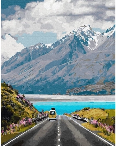 Malování podle čísel Cesta v Horách 40x50 Plátno + Barvy + Štětce