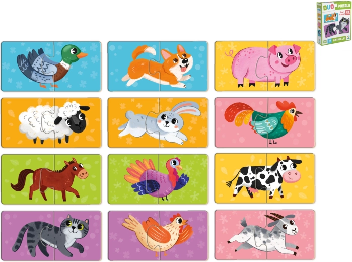 Dětské puzzle zvířátka v krabičce (24 dílků, 12 obrázků) od 18 měsíců