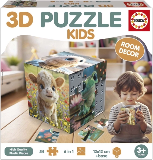 Educa 3D puzzle kostka zvířátka 54 dílků