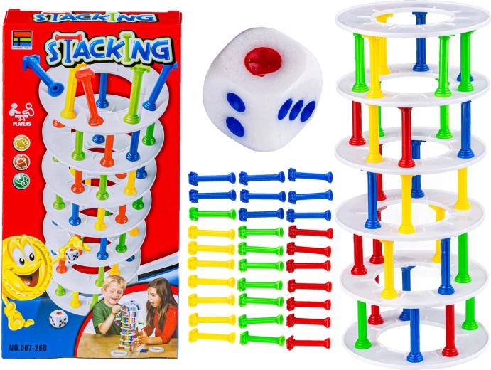 Zručnostní hra stacking barevná věž – postav věž