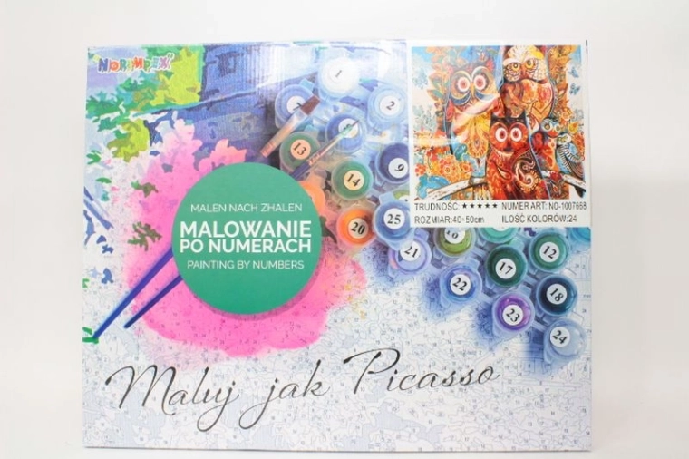 Malování podle čísel Sowy – motiv sovy