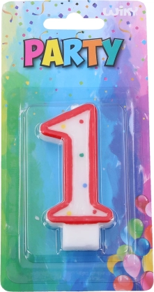 Párty svíčka číslo 1 červená s puntíky