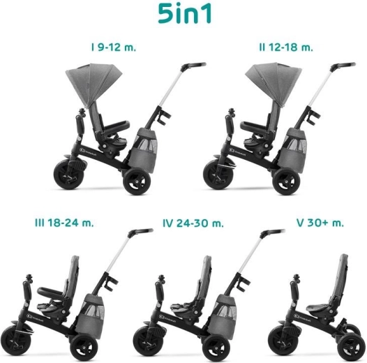 Tříkolka KINDERKRAFT Easytwist Platinum Grey