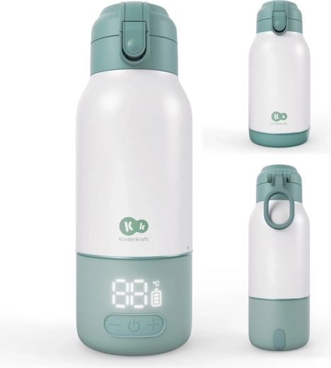 Kinderkraft cestovní ohřívač mléka a termoska 2v1 Gaja Green