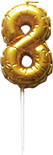 Dortová svíčka číslice 8 zlatá zapichovací 6 cm TORO