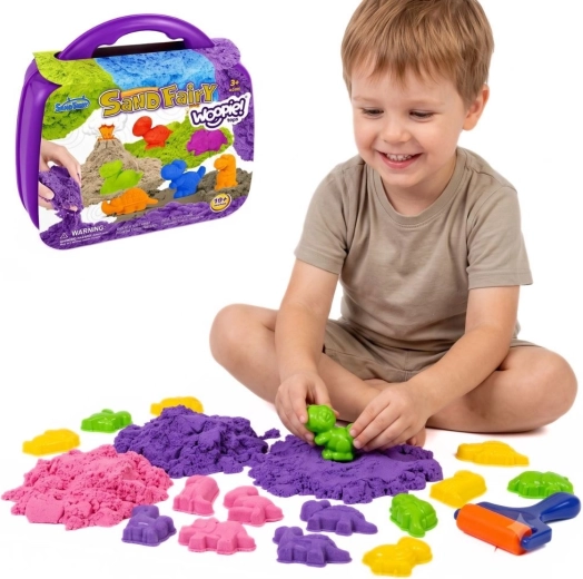 WOOPIE kinetický písek s dinosaury v kufříku, 13 dílů