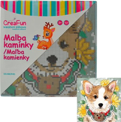 Diamantové malování – kreslený pejsek 20 × 20 cm