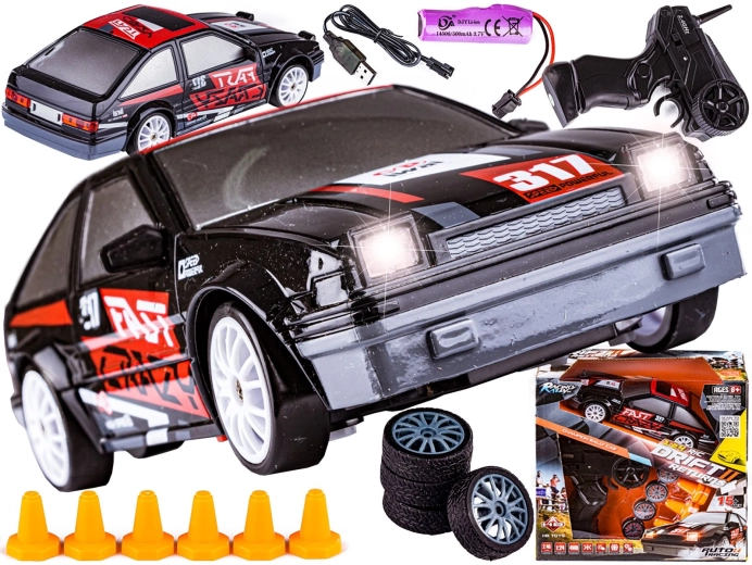 Rc drift auto 1:24 4wd 2,4 ghz černé - 1 kus