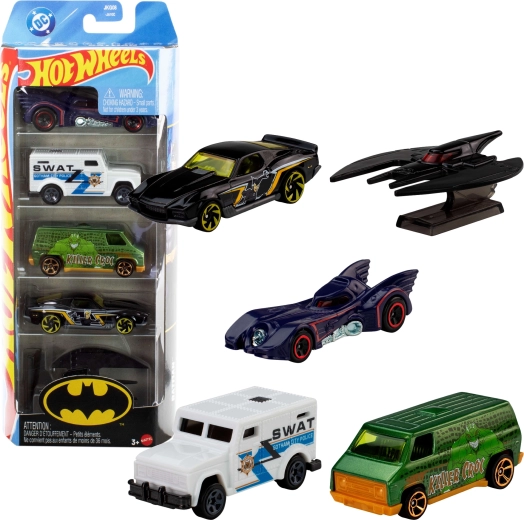 Hot Wheels DC Batman – sada 5 kovových autíček 1:64 (cca 7 cm)