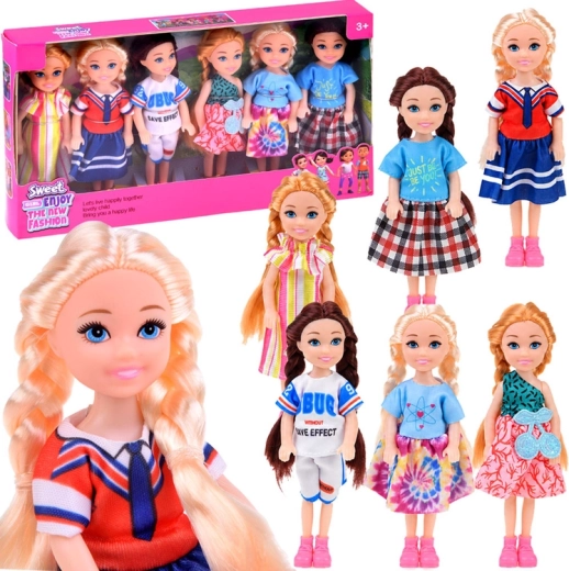 Mini panenky do domečku – sada 6 ks, 14 cm