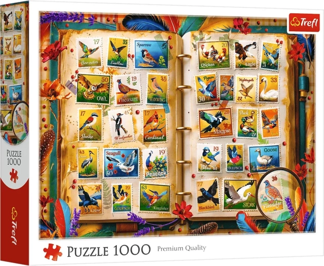 Trefl puzzle 1000 dílků atlas ptáků – sbírka známek