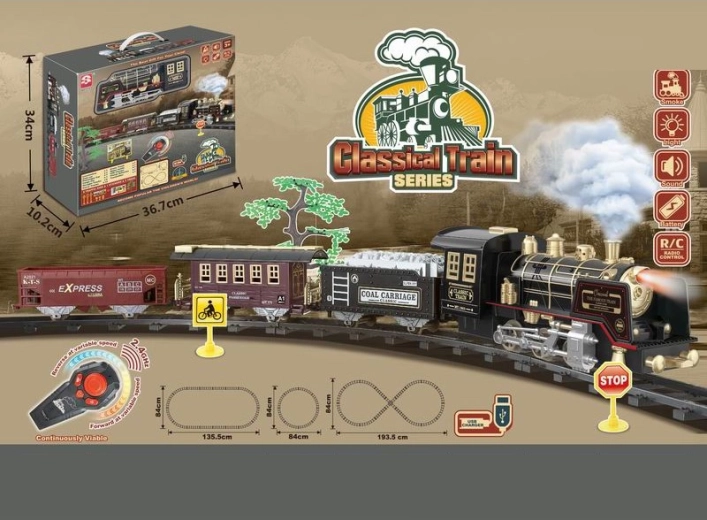 Elektrická vláčková dráha 215 cm LOCO TOYS