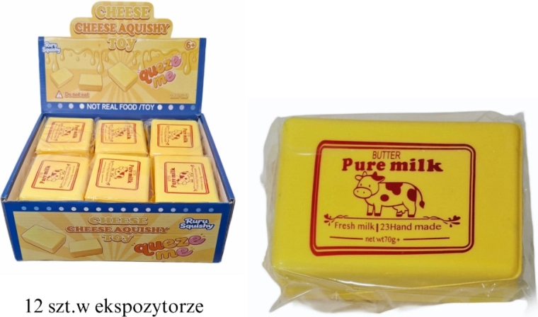 Antistresový mačkací míček ve tvaru kostky másla - 1 kus