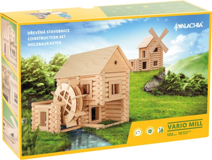 Walachia dřevěná stavebnice Vario Mill (122 dílů)