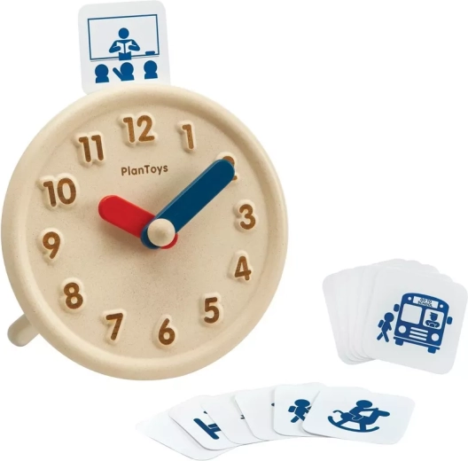 PlanToys dřevěné výukové hodiny s kartami aktivit