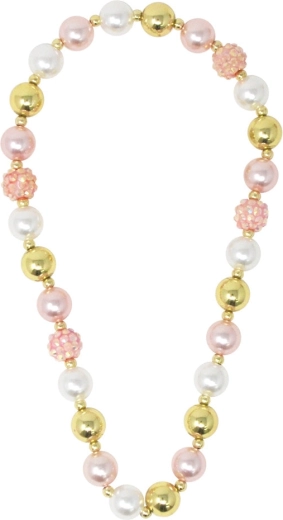 Pink Poppy náhrdelník s perlami a korunkou