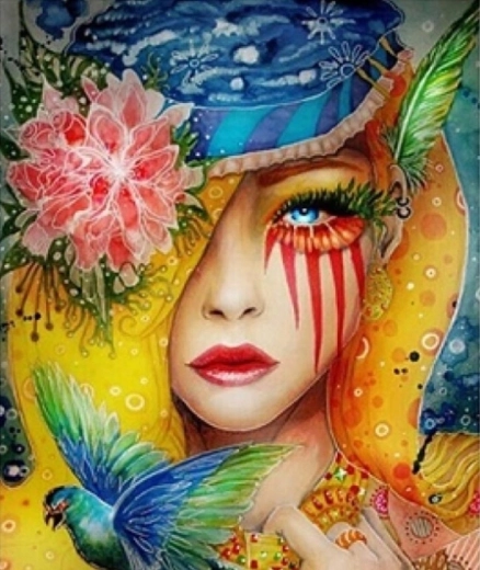 Diamantové malování Barevný pták 30 × 40 cm