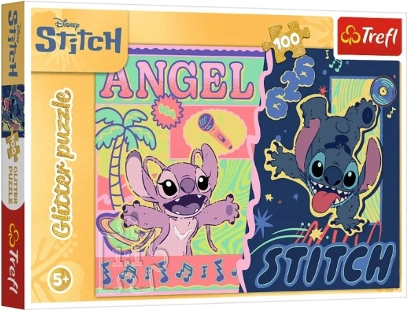 Puzzle 100 dílků Glitter "Havajský lesk" Stitch (Disney) - 1 kus