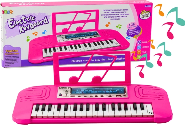 Elektrické Piano pro Děti 36 Melodií Růžové
