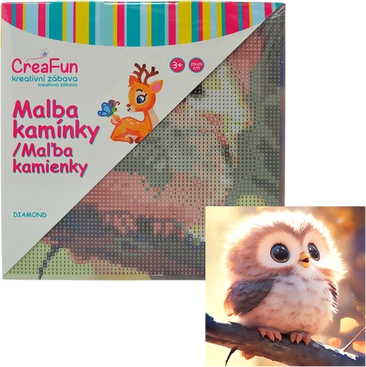 Diamantové malování – sovička 20 × 20 cm