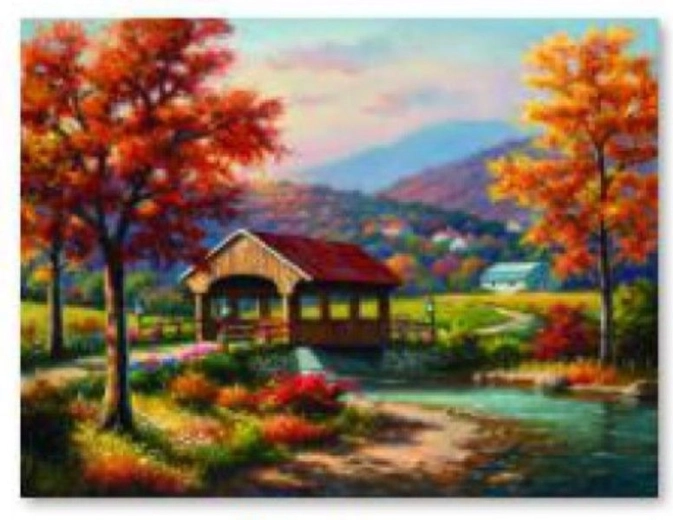 Diamantové malování – podzimní krajina 40 × 30 cm - 1 kus