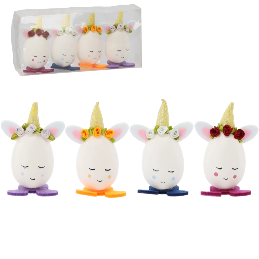 Velikonoční dekorace vajíčka s oušky a čepicí, sada 4 ks CHOMIK