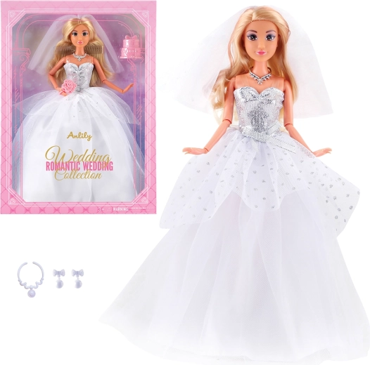 Módní panenka v bílých svatebních šatech