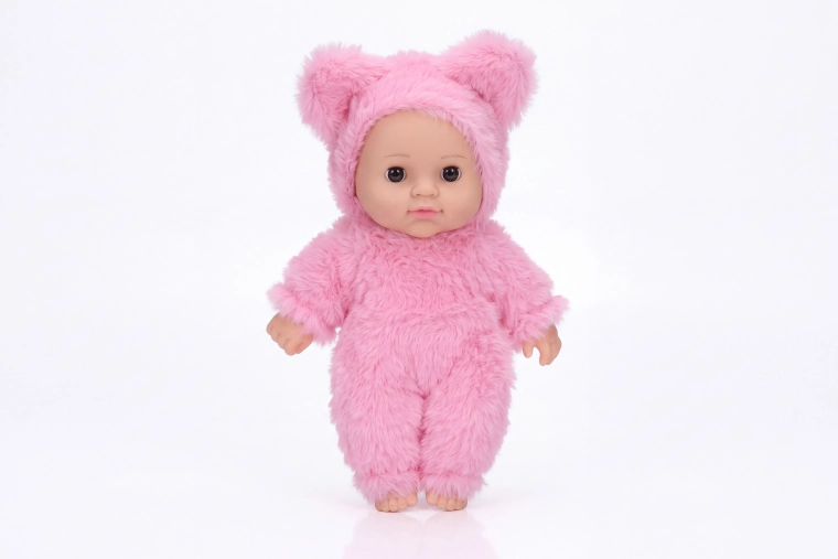 Miminko v kožíšku světle růžové 19 cm