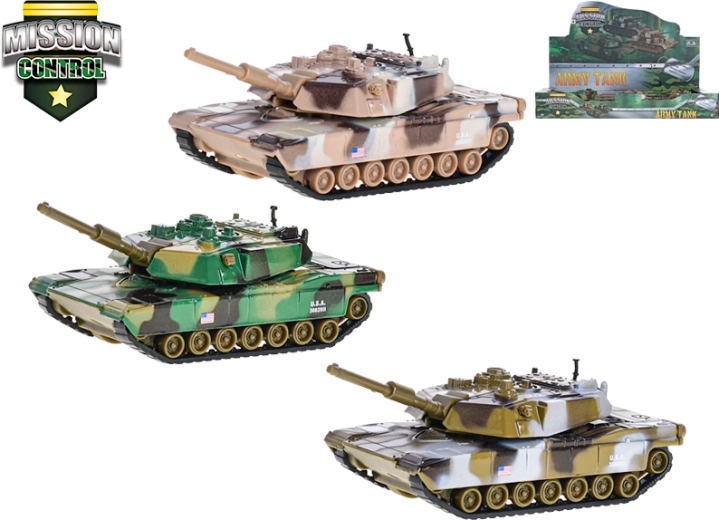 Kovový tank Mission Control 11 cm se zpětným chodem – 3 barvy