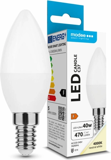 Modee LED žárovka Candle C37 4,9 W E14, 470 lm, neutrální bílá