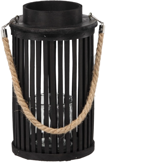 Dřevěný lampion 30 × 20 cm černý