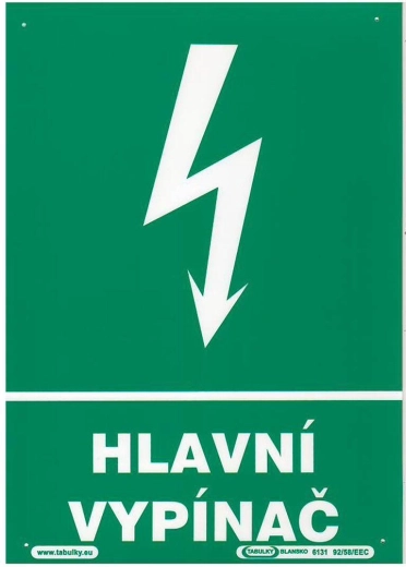 Bezpečnostní tabulka – hlavní vypínač A4 plast