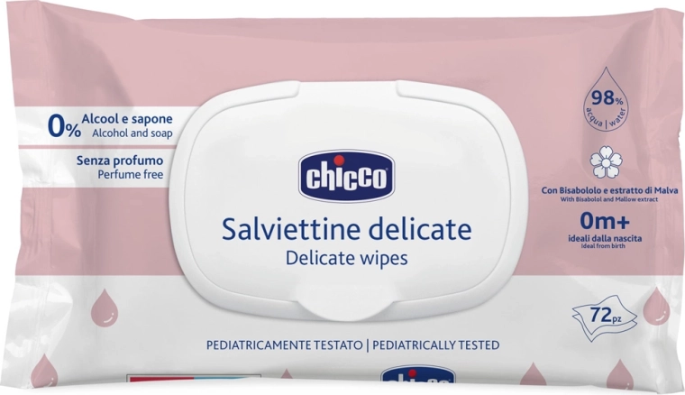 Chicco dětské vlhčené ubrousky Delicate s heřmánkem 72 ks
