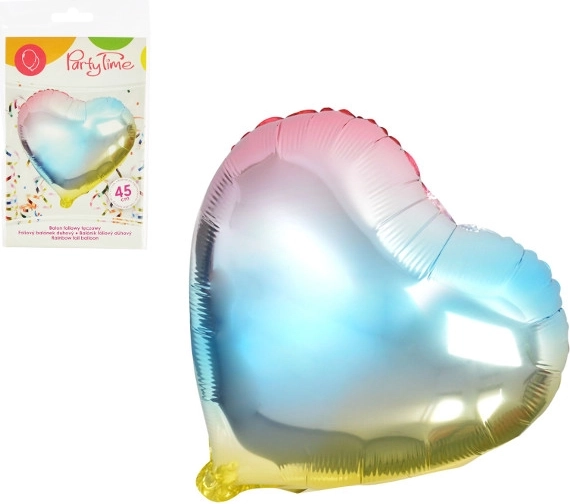 Duhový fóliový balónek srdce 45 cm