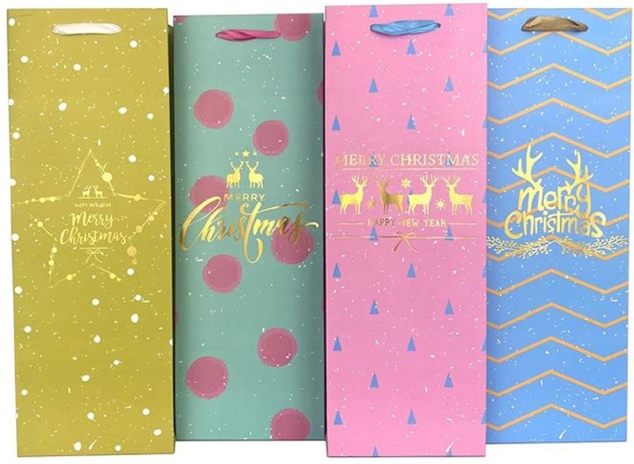 Vánoční dárková taška na víno 36 × 12,5 × 8,5 cm (mix motivů)