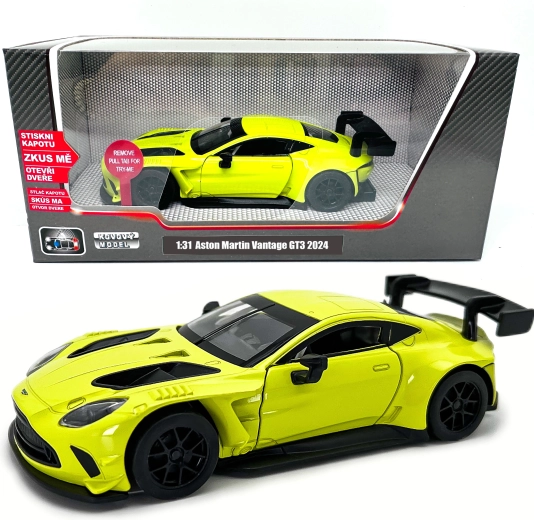 Kovový model Aston Martin Vantage GT3 se světlem a zvukem v měřítku 1:31