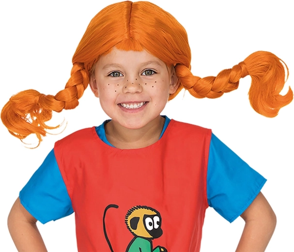 Pippi Langstrumpf dětská paruka s rezavými copy