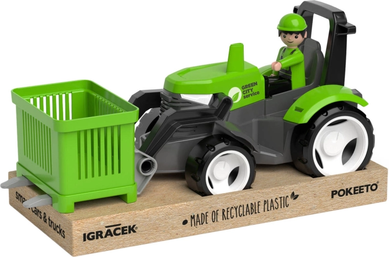 EFKO Igráček MultiGO zelený traktor s vidlemi, figurkou a paletou