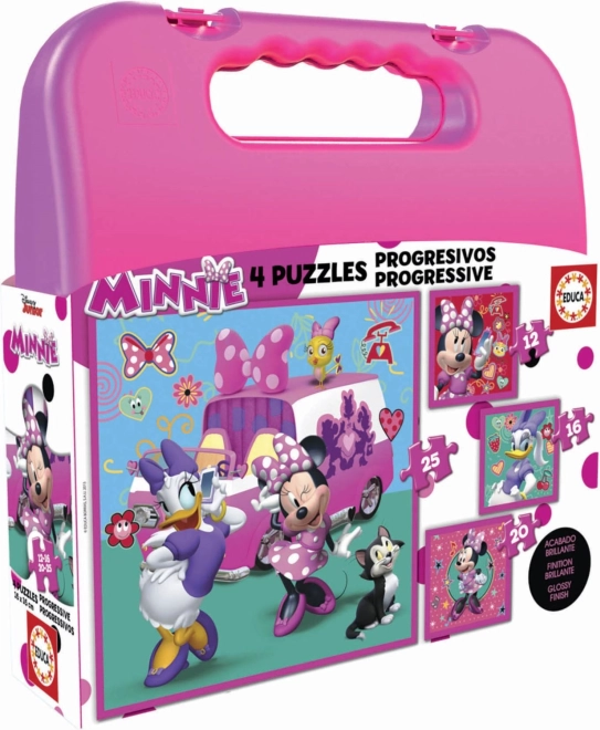 EDUCA puzzle v kufříku Minnie a Daisy 4v1 pro děti