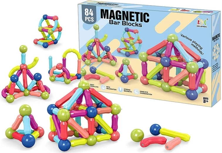 Magnetické stavebnice 3D – sada 84 dílů