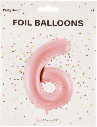 Fóliový balónek číslo 6 růžový 86 cm